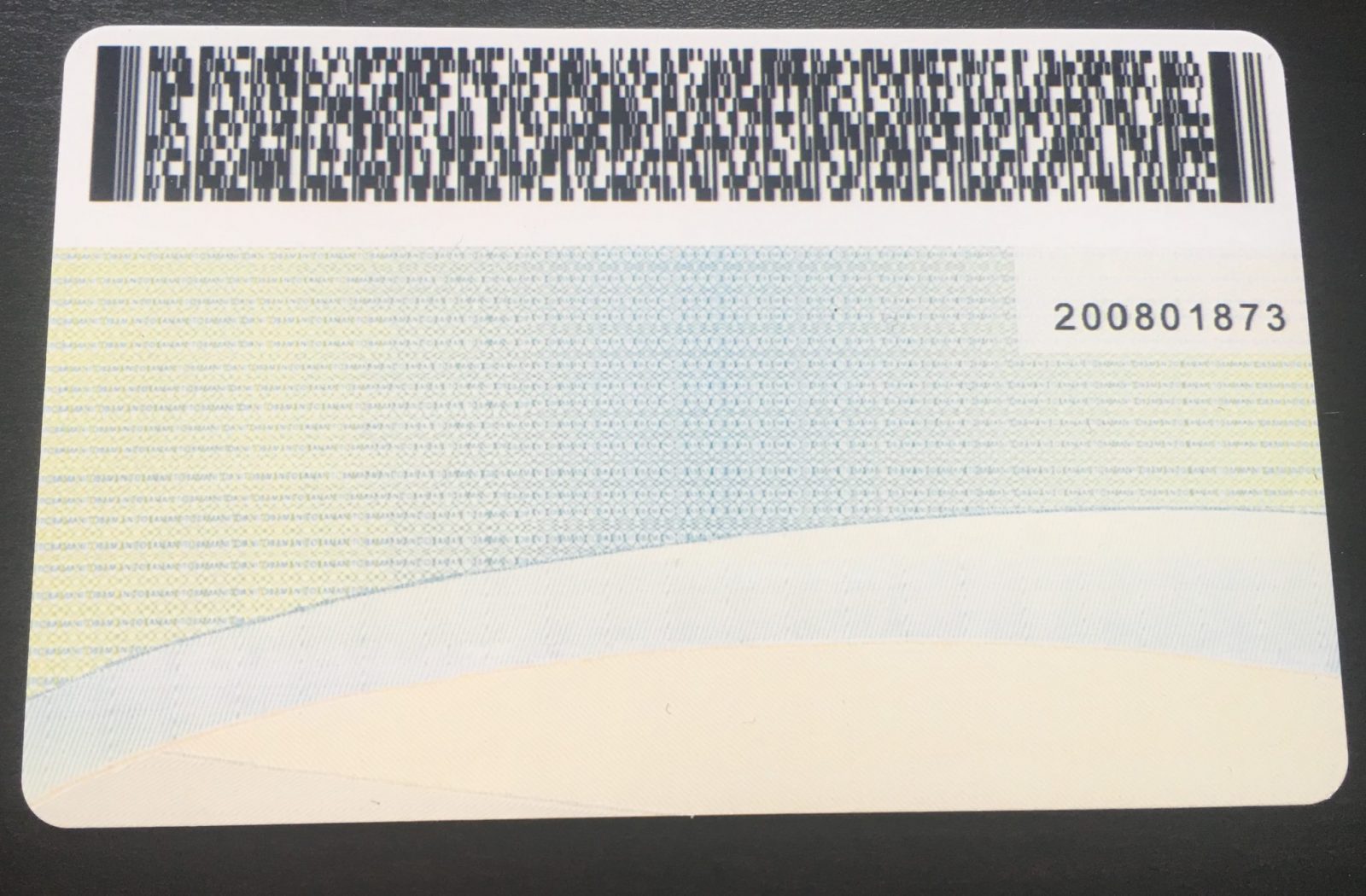 Drivers license barcode